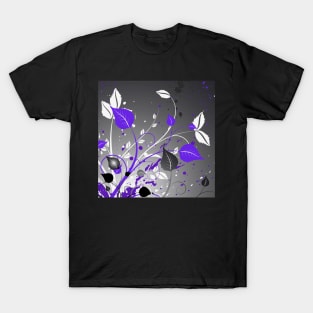 Purple White Grey Floral Art T-Shirt